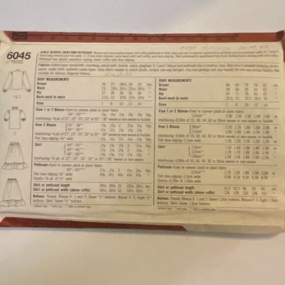 Simplicity 6045 Pattern Blouse Skirt Petticoat Girls 8 Vintage Ruffles Academaia - Picture 4 of 7
